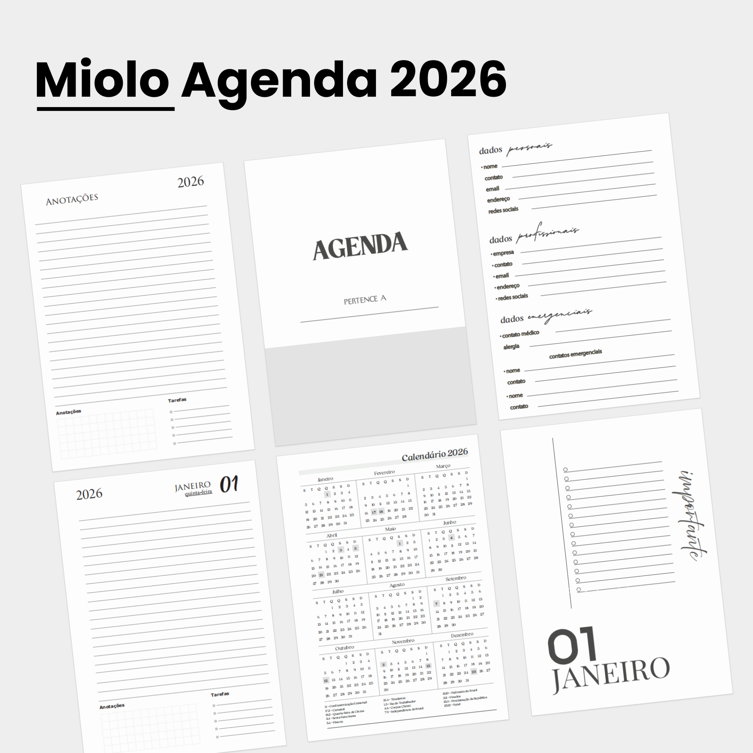 Arquivo Miolo Agenda 2026 em PDF para Imprimir
