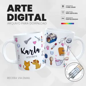 Arte Estampa Caneca Medicina Veterinária - Arquivo em Corel e PNG