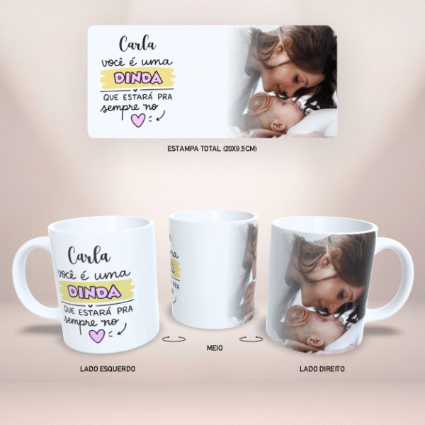 Arte para Caneca Dinda Personalizada – Presente Criativo em PNG e CDR