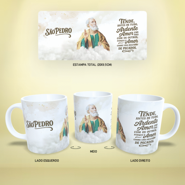 Arte para Caneca São Pedro – Estampa Religiosa em PNG e CDR