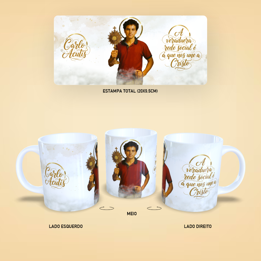 Arte para Caneca Carlo Acutis CDR PDF e PNG